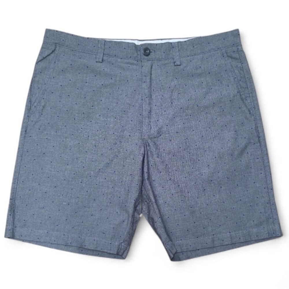 NWT J.Crew Factory Gramercy 9" Chino Shorts Mens 34 Gray Blue Mini Dot Preppy